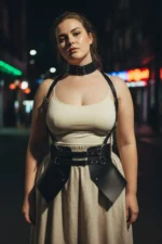 Plus Size Black Women's Leather Belt Neck Strap Corset Harness - SH622 - Image 5