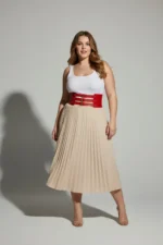 Plus Size Red Women's Belt with Three Buckles and Thick Corset Detail - SH624 - Image 4