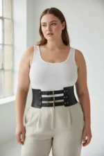 Plus Size Black Women's Corset Belt with Three Buckles Wide Waist Shaper - SH624 - Image 3