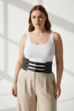 Plus Size Black Women's Corset Belt with Three Buckles Wide Waist Shaper - SH624 - Image 5
