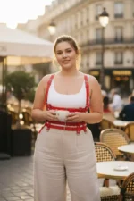 Plus Size Red Women's Belt, Multi-Strap Leather Bodysuit - SH630