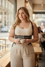 Plus Size Black Women's Leather Body Harness Corset Style - SH630