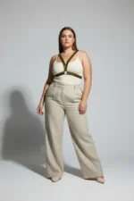 Plus Size Khaki Women's Leather Belt Harness with Ring Detail Body Accessory - SH633 - Image 4