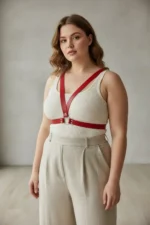 Plus Size Red Women's Leather Body Belt Aesthetic Combination Complementary - SH633 - Image 3