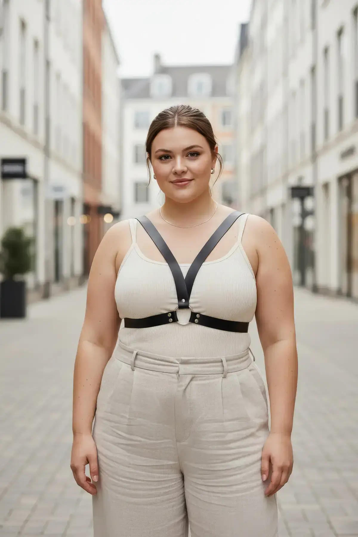 Plus Size Black Women's Leather Belt Harness Style Outfit Complementary - SH633