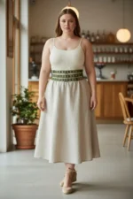 Plus Size Khaki Women's Thick Belt with Double Row Eyelet Detail - SH641