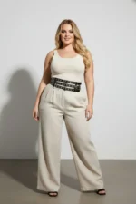 Plus Size Black Women's Belted Thick Corset Style with Stud Detail - SH641 - Image 4