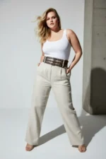 Plus Size Dark Brown Women's Wide Belt with Three Rows of Metal Eyelets - SH641 - Image 4