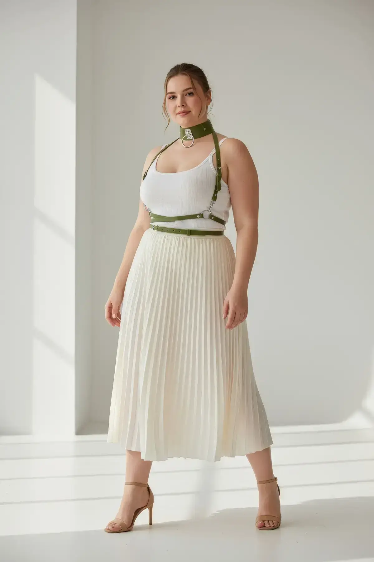 Plus Size Khaki Women's Belt Corset Style with Ring Detail - SH644