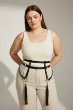 Plus Size Black Women's Belt Garter Style Body Accessory with Tassel Detail - SH645 - Image 2