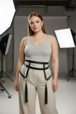 Plus Size Black Women's Belt Garter Style Body Accessory with Tassel Detail - SH645 - Image 4