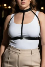 Plus Size Black Women's Adjustable Leather Body Harness Accessory - SH653 - Image 3