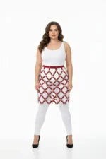 Plus Size Red Leather Skirt with Cage Design Fantasy Harness - SH694