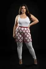 Plus Size Red Leather Skirt with Cage Design Fantasy Harness - SH694 - Image 3