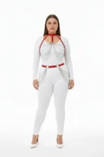 Plus Size Red Women's Harness Set with Chain Detail Leather Fancy Body Accessory - SH701