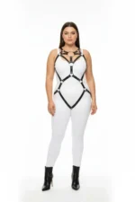 Plus Size Black Women's Harness Set with Ring Detail Sexy Bodysuit - SH706