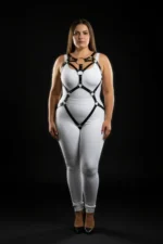Plus Size Black Women's Harness Set with Ring Detail Sexy Bodysuit - SH706 - Image 2