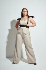 Plus Size Black Women's Leather Body Accessory with Belt and Shoulder Detail - SH717 - Image 3