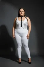 Plus Size Black Women's Harness Set with Chain and Ring Detail, Leather Body Accessory - SH721 - Image 4