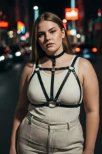 Plus Size Black Women's Leather Belt Body Accessory with Choker Detail - SH747 - Image 5