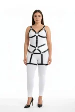 Plus Size Black Women's Harness Set Leather Bodysuit Fantasy Accessory - SH750