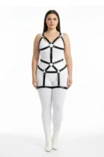 Plus Size Black Women's Harness Set Leather Bodysuit Fantasy Accessory - SH750 - Image 2