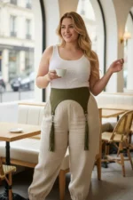 Plus Size Khaki Women's Belt with Tassel Detail, Wide Leather - SH755