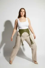 Plus Size Khaki Women's Belt with Tassel Detail, Wide Leather - SH755 - Image 4