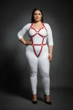 Plus Size Red Women's Harness Set Full Body Leather Fantasy Accessory - SH759 - Image 4