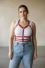 Plus Size Red Women's Leather Belt Harness Corset Style Body Accessory - SH760 - Image 3