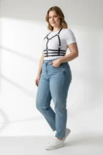 Plus Size Black Women's Leather Harness with Metal Details - SH760 - Image 2