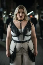 Plus Size Black Women's Leather Harness with Tassels Body Accessory - SH768 - Image 5