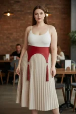 Plus Size Red Women's Belted Corset with Tassel Detail - SH788