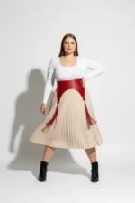 Plus Size Red Women's Belted Corset with Tassel Detail - SH788 - Image 4