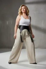 Plus Size Black Women's Wide Corset Style with Tassel Detail - SH788 - Image 4