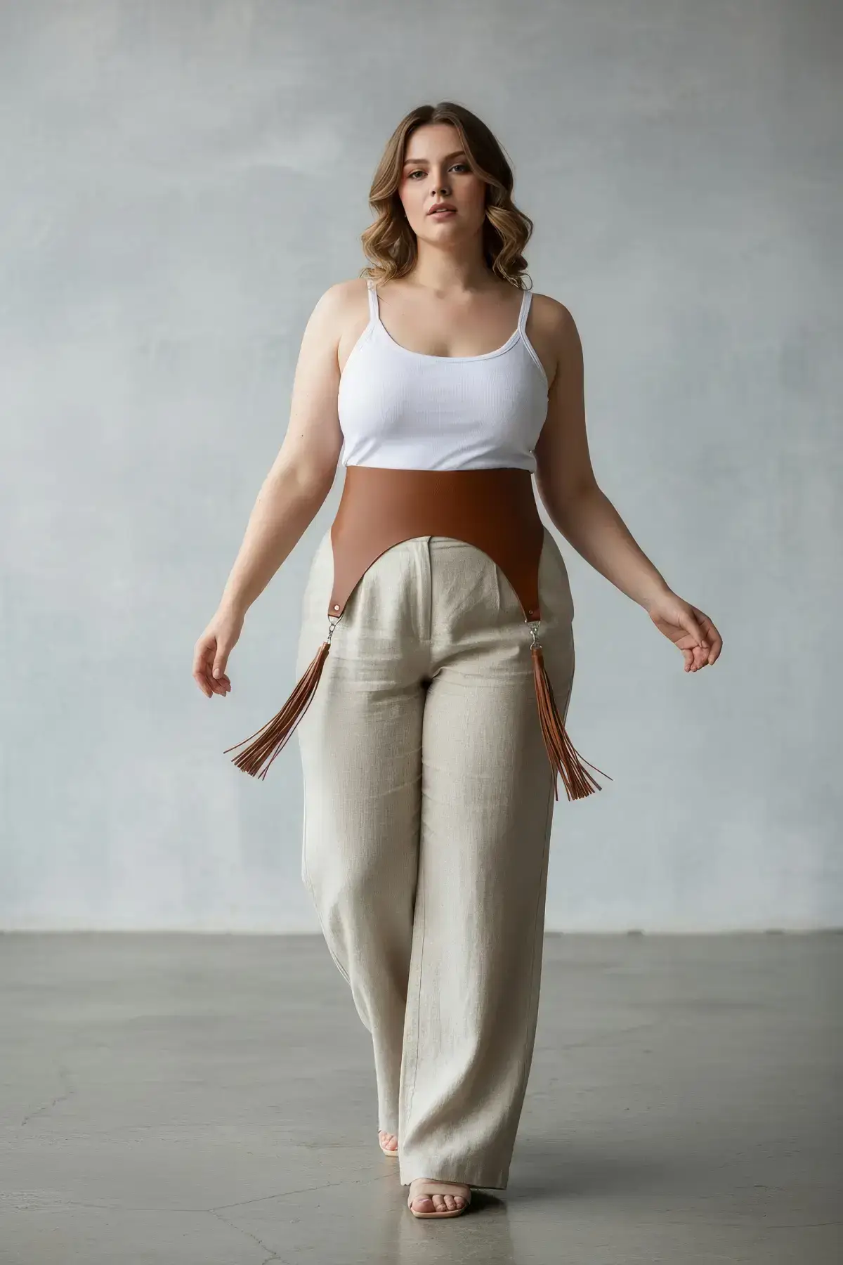 Plus Size Women's Belt Wide Corset Design with Tassel Detail - SH788