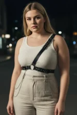 Plus Size Black Women's Belt Chain Detail Body Harness Style Body Accessory - SH813 - Image 5