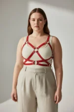 Plus Size Red Women's Leather Belt Corset Detail Body Accessory - SH816 - Image 2