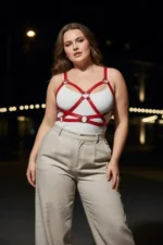 Plus Size Red Women's Leather Belt Corset Detail Body Accessory - SH816 - Image 3