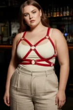 Plus Size Red Women's Leather Belt Corset Detail Body Accessory - SH816 - Image 4