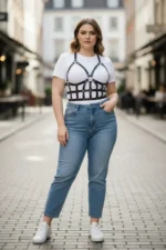 Plus Size Black Women's Leather Body Harness Combination Set - SH819