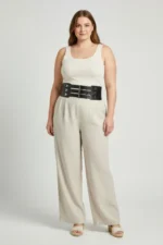 Plus Size Black Women's Wide Corset with Multiple Buckles - SH827 - Image 3