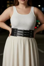 Plus Size Black Women's Wide Corset with Multiple Buckles - SH827 - Image 5