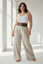 Plus Size Brown Women's Belted Wide Waist Corset Detail - SH827 - Image 2