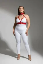 Plus Size Red Women's Harness Set Fantasy Leather Collar Detail Body Accessory - SH841 - Image 2