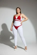 Plus Size Red Women's Harness Set Sexy Leather with Stud Details - SH849 - Image 3