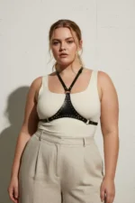 Plus Size Black Women's Belt Studded Leather Body Harness Accessory - SH850 - Image 3