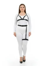 Plus Size Black Women's Harness Set with Garter Belt, Stylish Leather Accessory - SH863 - Image 2