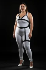 Plus Size Black Women's Harness Set with Garter Belt, Stylish Leather Accessory - SH863 - Image 3