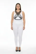 Plus Size Black Women's Leather-Look Harness Set Adjustable Body Accessory - SH867 - Image 2